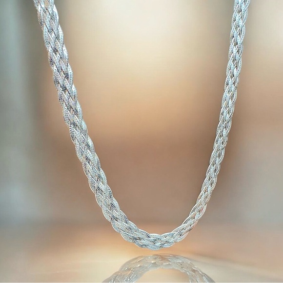 Vintage Signed 925 Mex MD28 Sterling Silver Woven Necklace - Picture 5 of 9